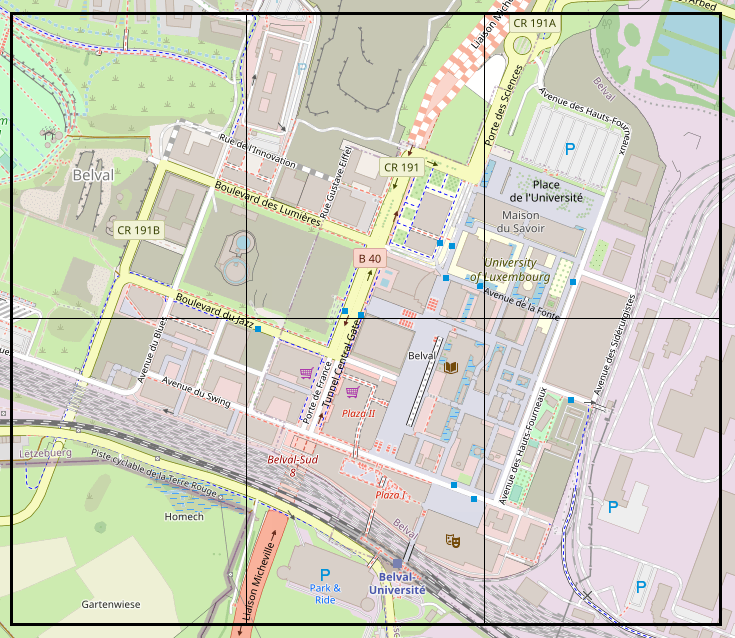 OSM map with pages overlaid